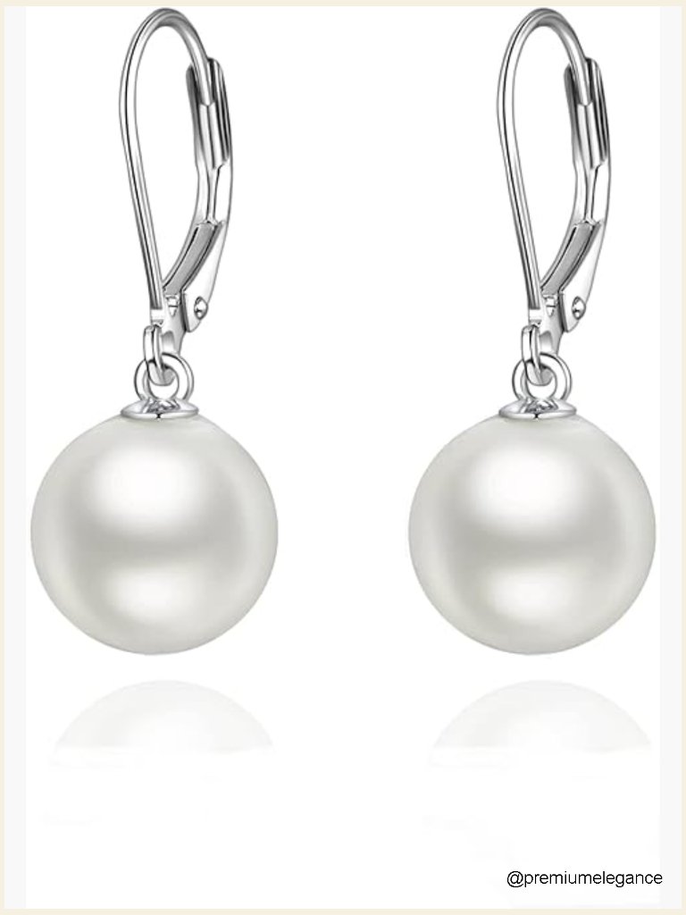 925 Sterling Silver Freshwater Pearl Leverback Drop Earrings